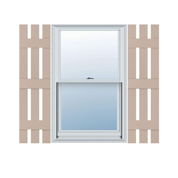 Ekena Millwork 12-in. W x 63-in. H Mid-America Vinyl, Standard Size Three Board Spaced Shutters, 023 - Wicker, PR 00031263023 - main